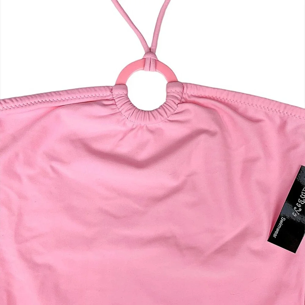 Pastel High-Leg O-Ring Halter One-Piece Swimsuit in Ballet Pink - Picture 9 of 10